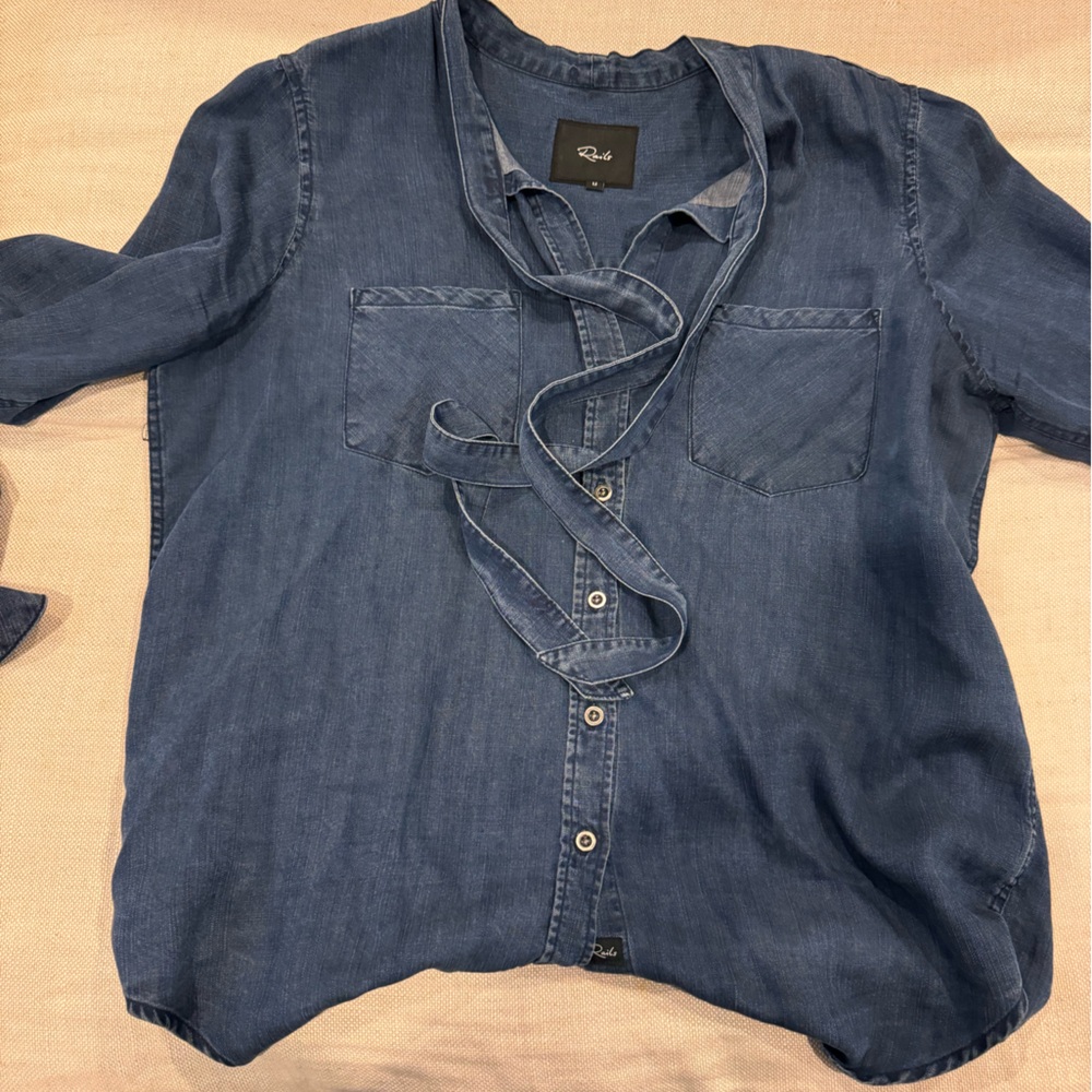 Drapey denim shirt with tie detail